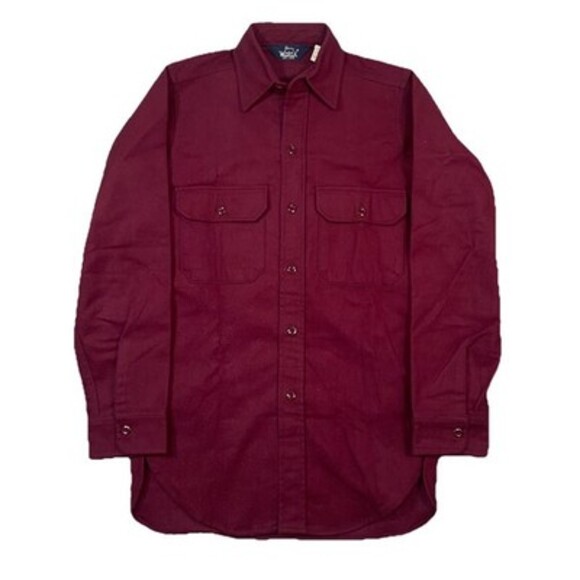Vintage 80s Woolrich Mens Burgundy Heavy Chamois Flannel Shirt S USA Made New